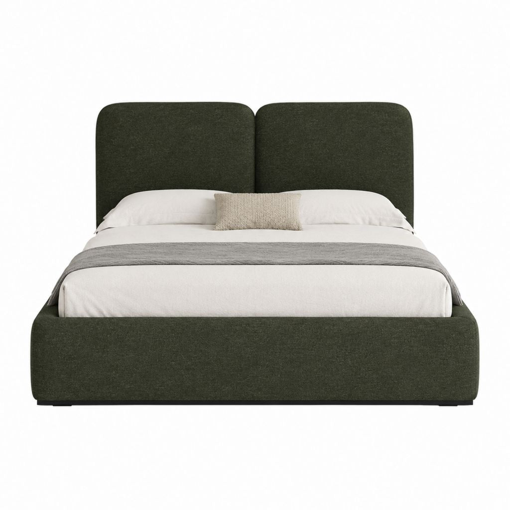 Lit coffre 160 x 200 cm vert foncé en polyester avec tête de lit capitonnée