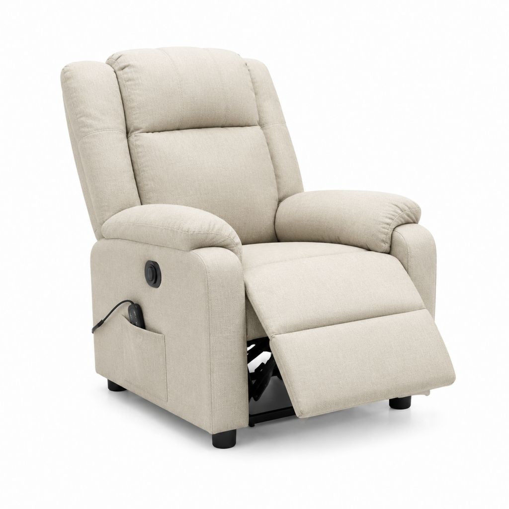 Fauteuil relax électrique inclinable beige en polyester 88 x 94 x 102 cm