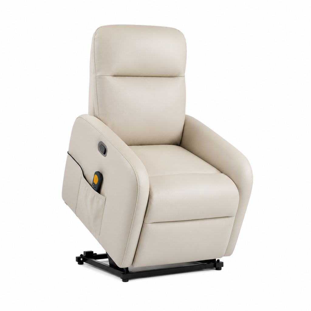 Fauteuil relax électrique releveur beige en similicuir PU 83 x 92 x 105 cm