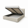Lit coffre 160 x 200 cm beige rectangulaire en polyester avec sommier relevable