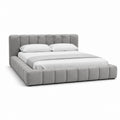 Lit coffre 160 x 200 cm gris en polyester avec tête de lit capitonnée