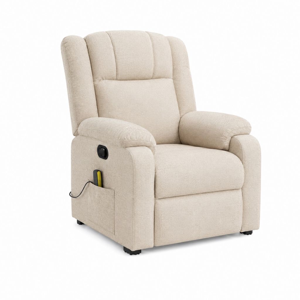 Fauteuil relax inclinable électrique beige en polyester 84 x 92 x 102 cm