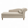 Méridienne droite beige en polyester avec accoudoir et coussin cylindrique 170 x 80 x 82 cm