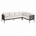 Canapé de jardin d'angle 5 places noir et beige en aluminium et polyester 250 x 180 x 78 cm