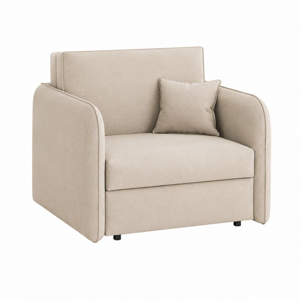 Fauteuil de salon beige en polyester avec coussin 100 x 90 x 85 cm